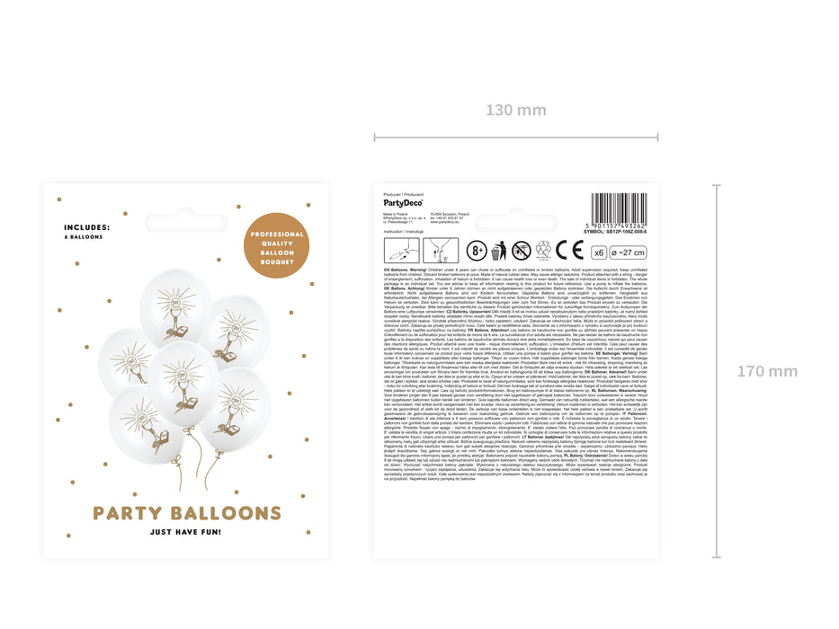 Luftballon Ø30cm "Kommunion | 6 Stk. Pure White/Gold