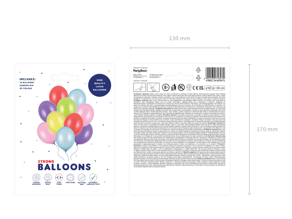 10 Stk. Luftballon Ø30cm "Uni Metallic" | Bunt Mix