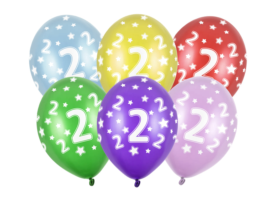 Latexballon Ø30cm "Happy Birthday" | 6 Stk. - Zahl #2