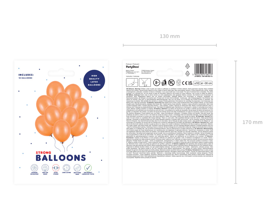 10 Stk. Luftballon Ø30cm "Uni Metallic" | Mandarinen Orange