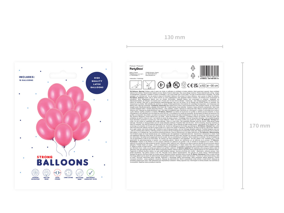 10 Stk. Luftballon Ø30cm "Uni Metallic" | Pink