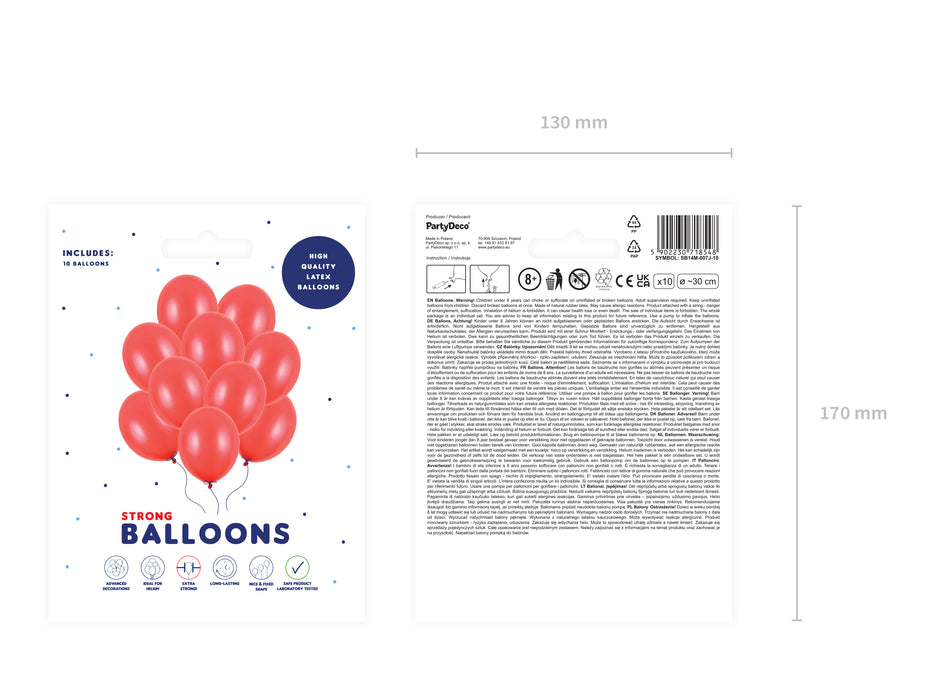 10 Stk. Luftballon Ø30cm "Uni Metallic" | Poppy Red