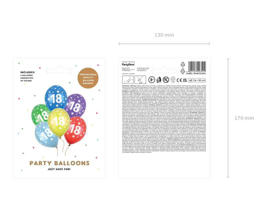 Latexballon Ø30cm "Happy Birthday" | 6 Stk. - Zahl #18