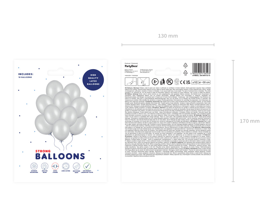 10 Stk. Luftballon Ø30cm "Uni Metallic" | Silber