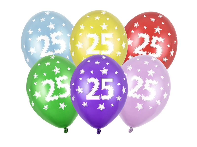 Luftballon Ø30cm "Happy Birthday" | 6 Stk. - Zahl #25
