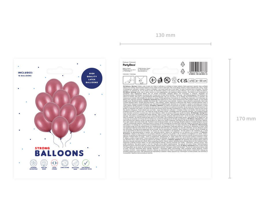 10 Stk. Luftballon Ø30cm "Uni Metallic" | Kastanienbraun