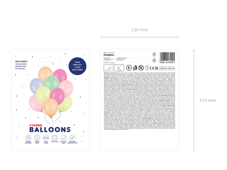 10 Stk. Luftballon Ø30cm "Uni Pastell" | Bunt