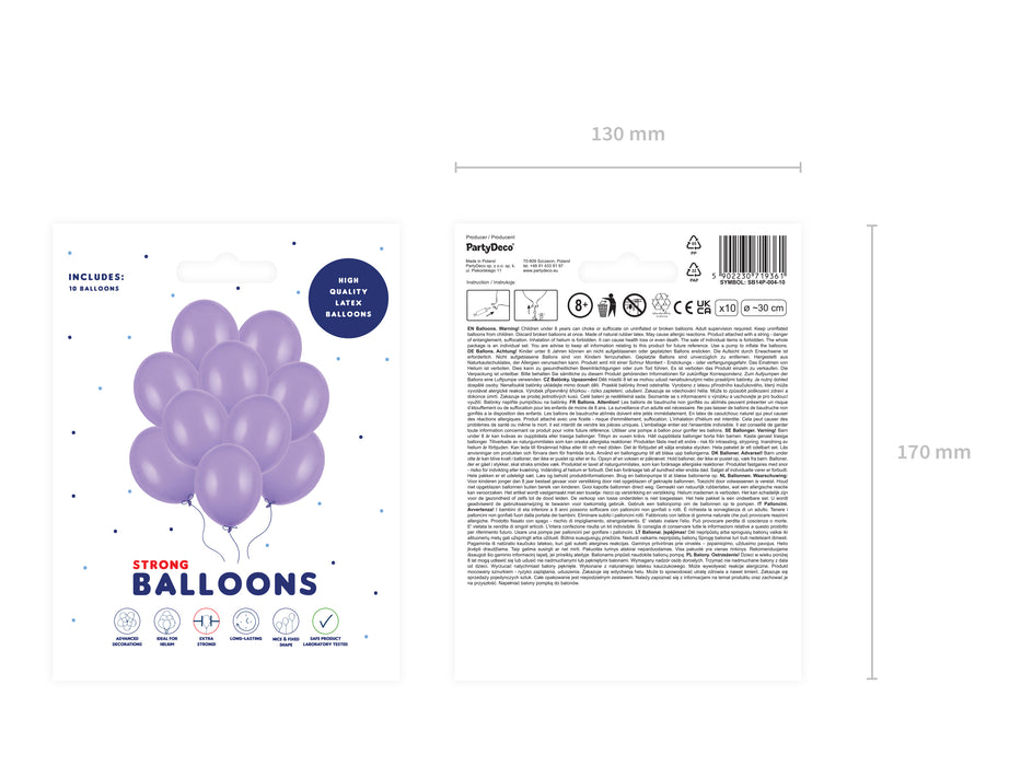 10 Stk. Luftballon Ø30cm "Uni Pastell" | Lavendelblau