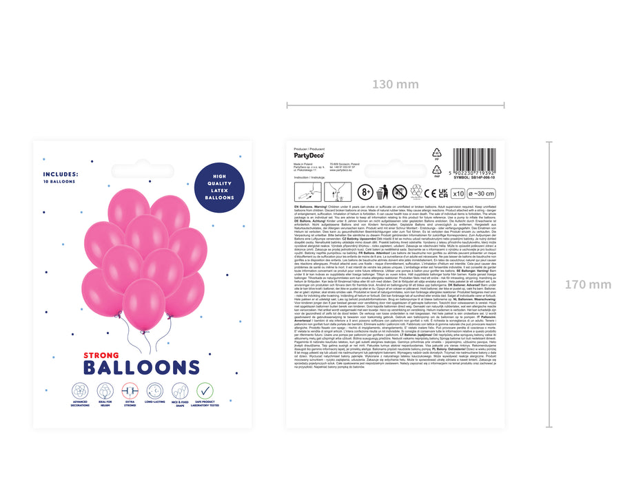 10 Stk. Luftballon Ø30cm "Uni Pastell" | Hot Pink