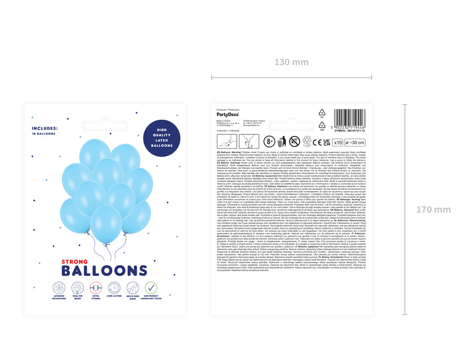 10 Stk. Luftballon Ø30cm "Uni Pastell" | Hellblau