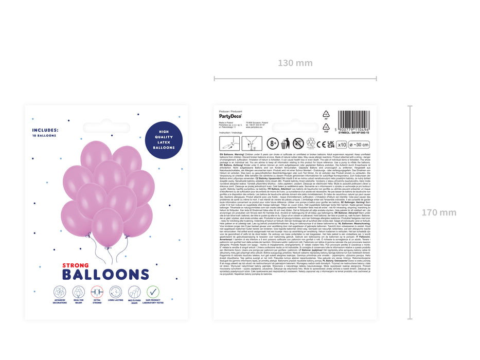 10 Stk. Luftballon Ø30cm "Uni Pastell" | Fuchsia