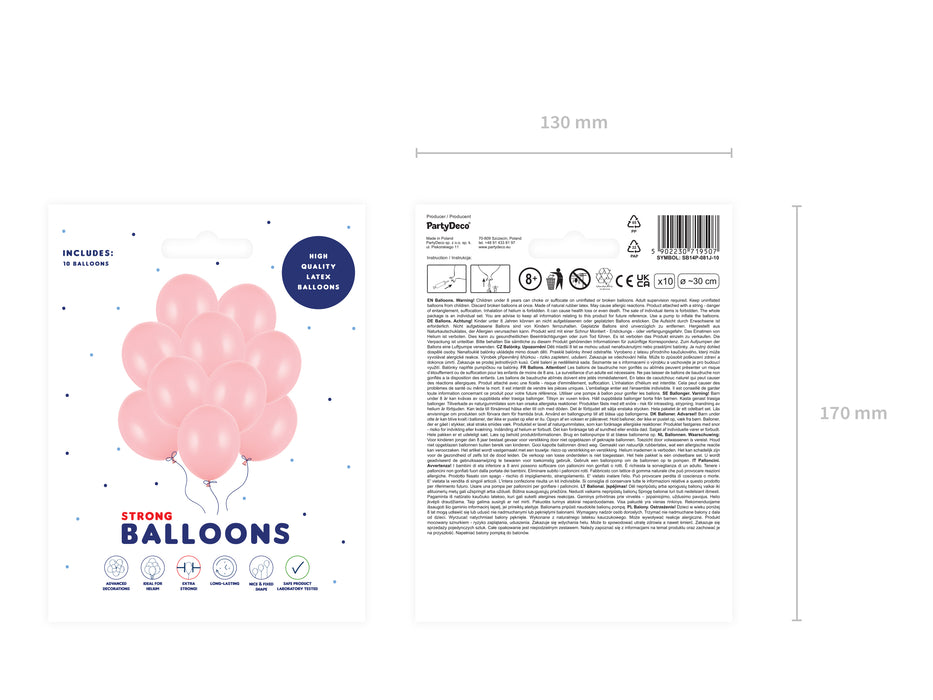 10 Stk. Luftballon Ø30cm "Uni Pastell" | Rosa