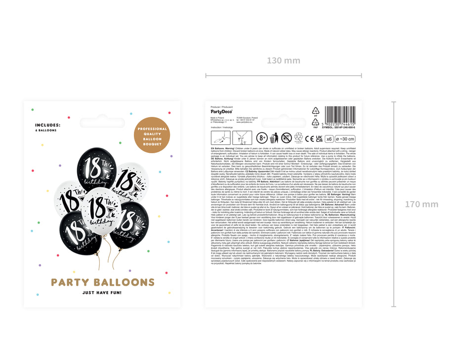 Latexballon Ø30cm "Happy Birthday" Schwarz | 6 Stk. #18