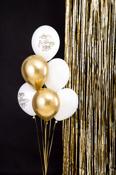 Latexballon Ø30cm "Happy Birthday" | 6 Stk. - Gold