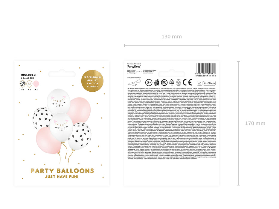 Luftballon Ø30cm "Katzen" | 6 Stk. - Mix