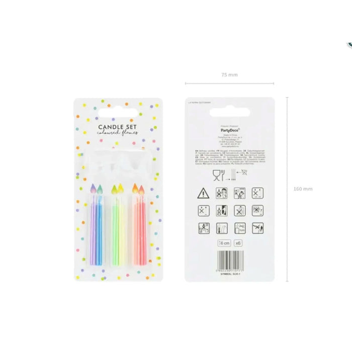 Geburtstagskerzen mit bunten Flammen | 6 cm/ 6 Stück
