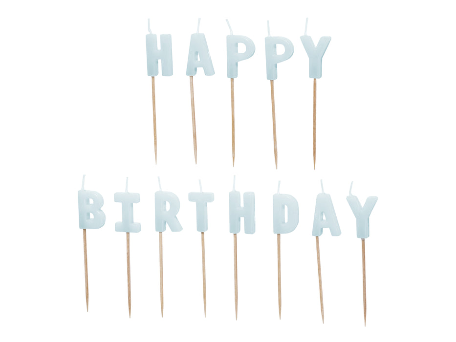 Geburtstagskerzen "Happy Birthday" 2,5 cm | Hellblau