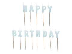 Geburtstagskerzen "Happy Birthday" 2,5 cm | Hellblau