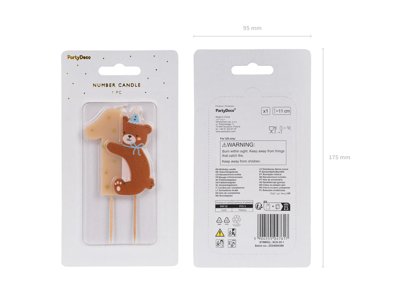 Geburtstagskerze Zahl 1 Bär | 7cm