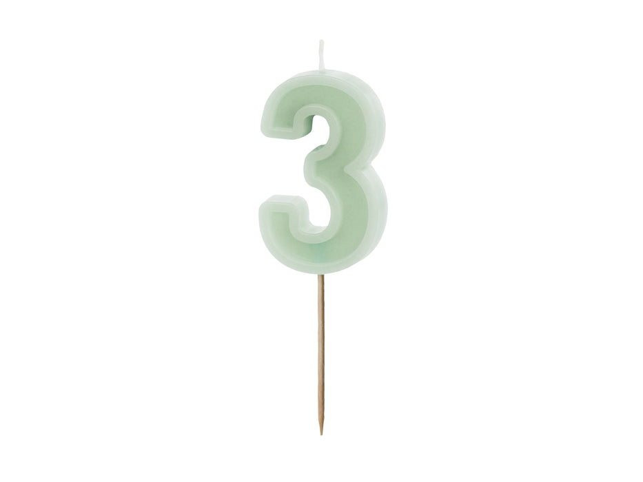 Kerzenzahl #3 | 6 cm Grün