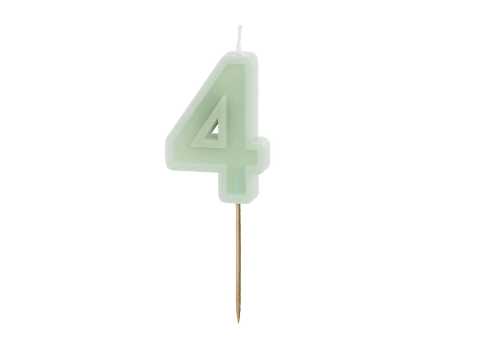 Kerzenzahl #4 | 6 cm Grün