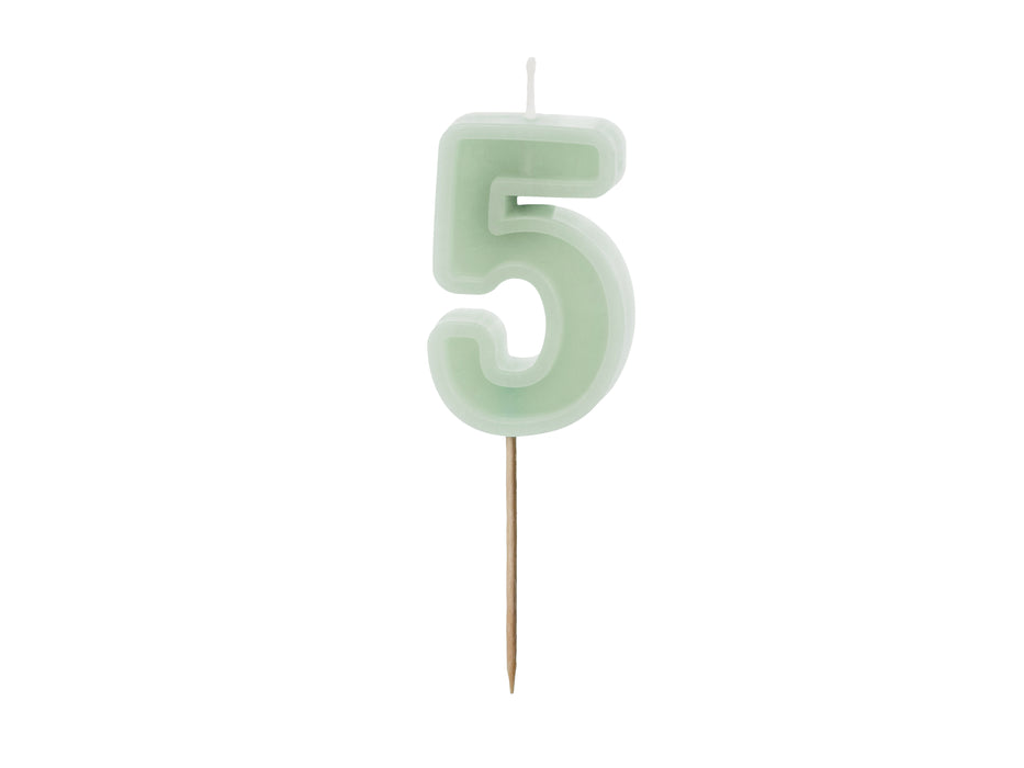 Kerzenzahl #5 | 6 cm Grün