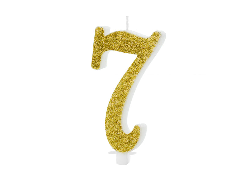 Geburtstagskerze Glitter Gold - 10 cm | Ziffer ''7''