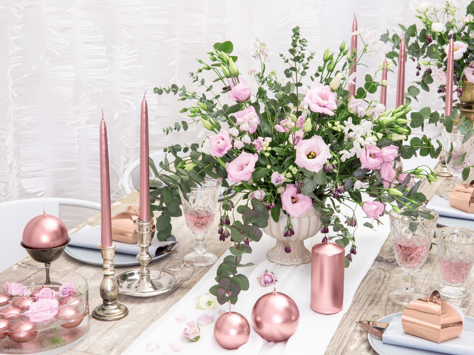 Spitzkerze 24 cm 10Stk. | Roségold Metallic