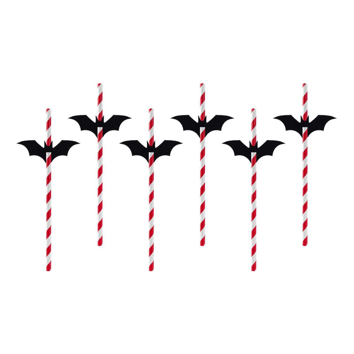Papierstrohhalme Halloween "Fledermäuse" | 19,5 cm