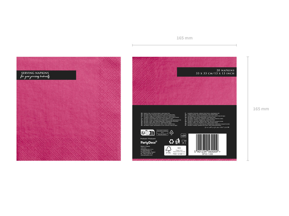 Servietten Uni 33x33 cm/ 20St. Pink