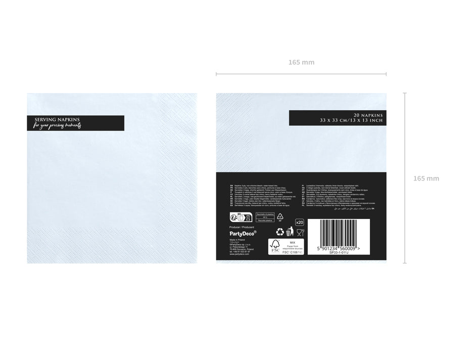 Servietten Uni 33x33 cm/ 20St. Hellblau