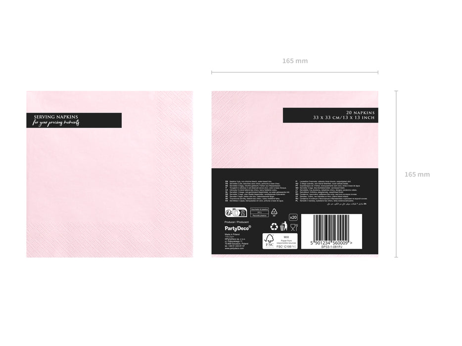 Servietten Uni 33x33 cm/ 20St. Hellrosa