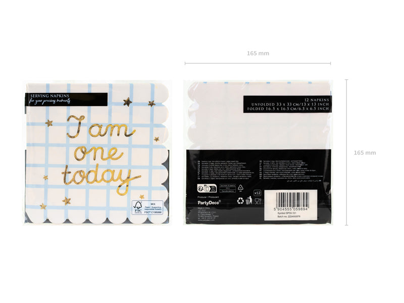 Servietten "I am one today" 12Stk./33x33cm | Blau