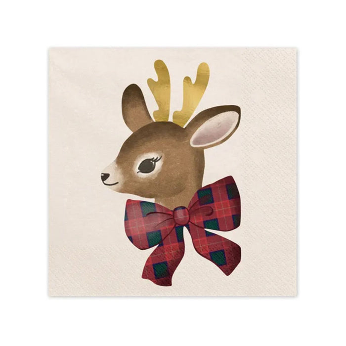 Servietten Hirsch mit Schleife | 33x33 cm/12 St.