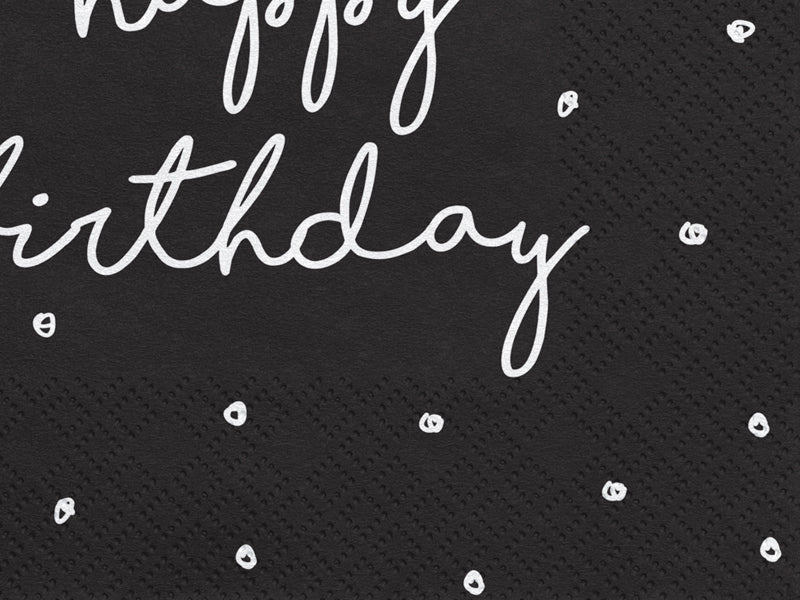 Servietten Happy Birthday schwarz 33x33cm/20St.