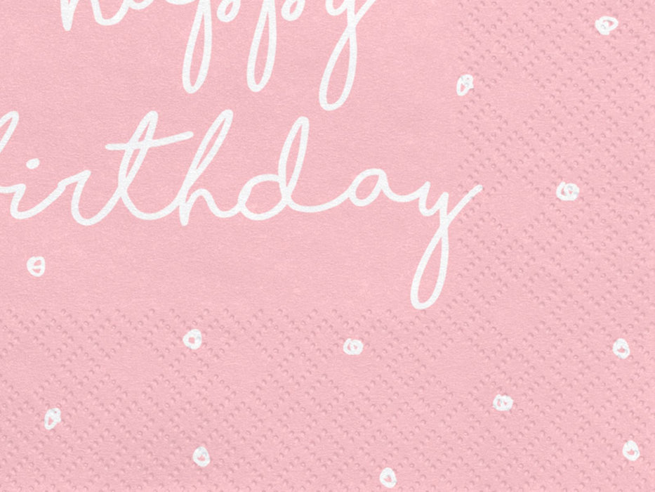 Servietten Happy Birthday rosa 33x33cm/20St.
