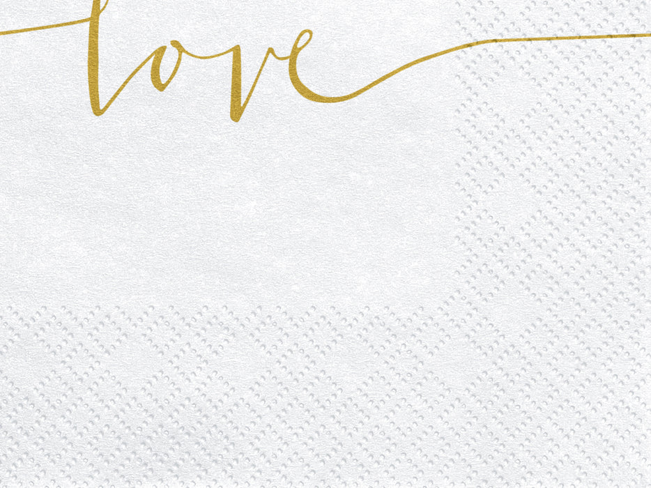 Servietten Love Weiß/Gold  33x33cm/20 St.