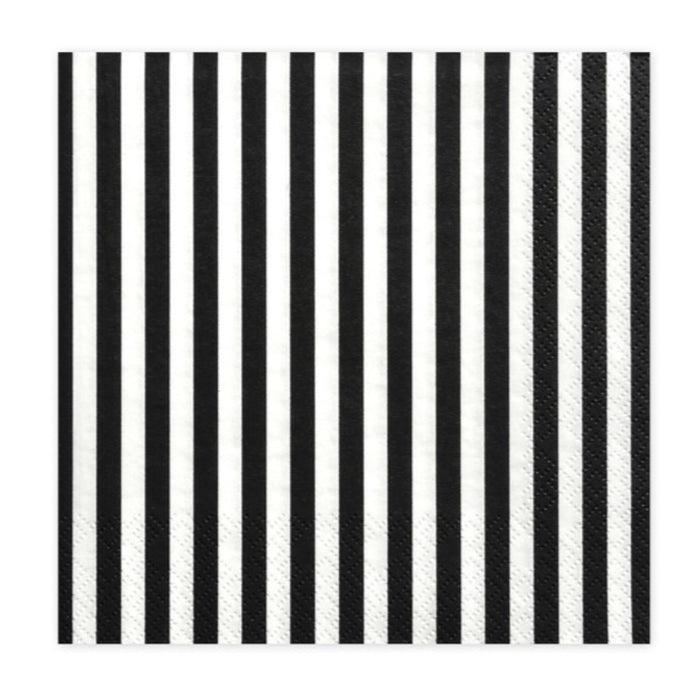 Servietten "Stripe" 20Stk./33x33cm | Schwarz/Weiß