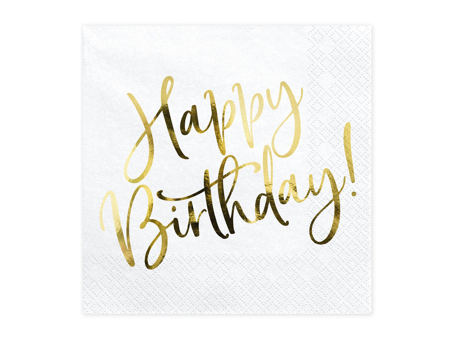 Servietten "Happy Birthday Gold" 20Stk./33x33cm