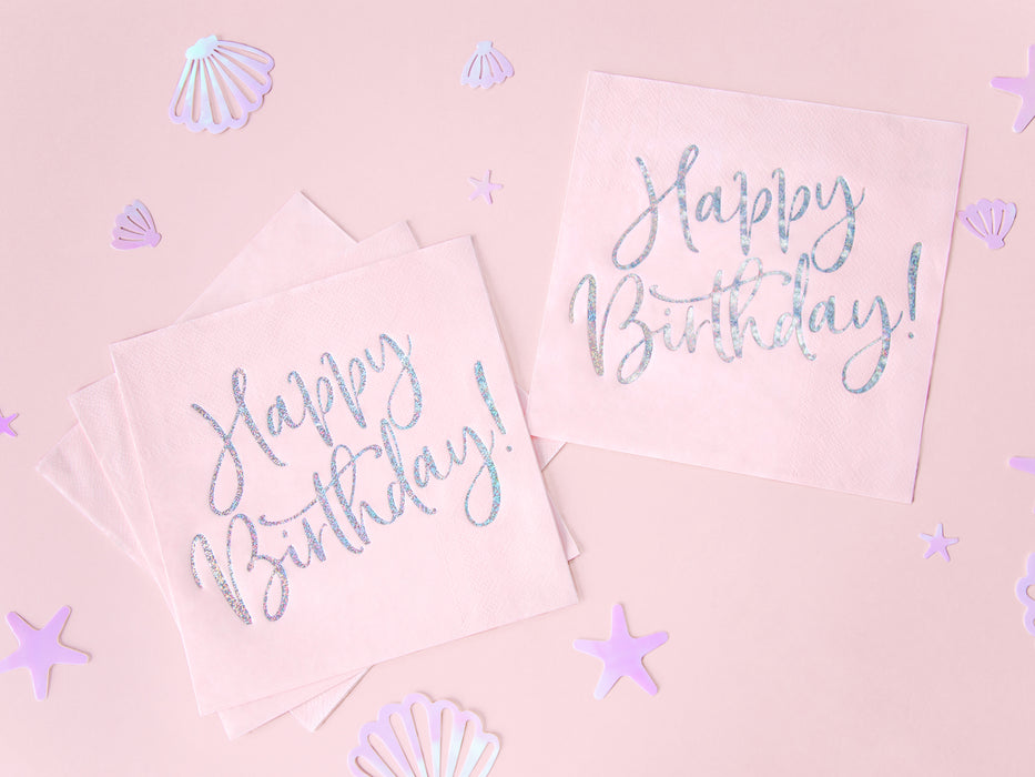 Servietten Happy Birthday 33x33cm/20St. Pink