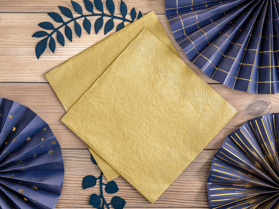 Servietten Uni 40x40 cm/ 20St. Gold-Metallic