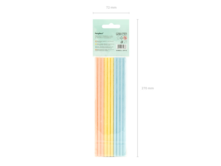 Strohhalm Papier Stripes 10Stk./195mm Rot