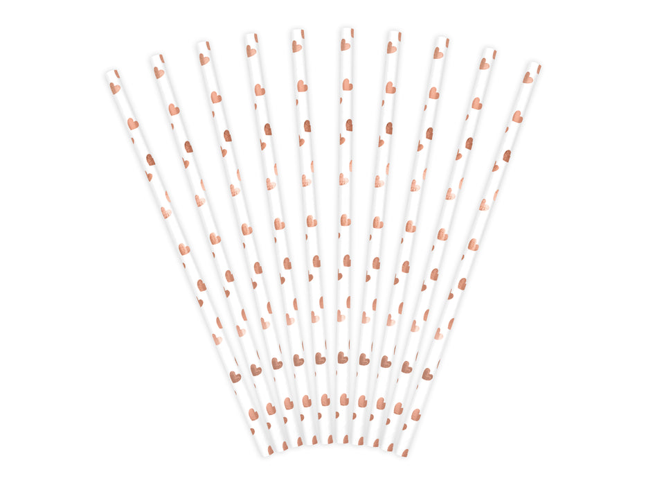 Strohhalm Papier Stripes 10Stk./195mm Rosegold