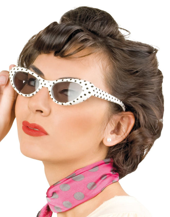 Cat Eye Brille Sandy mit Punkten | Weiß Schwarz