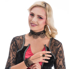 Barock Schmuckset "Black Pearls" | Schwarz - Armband und Halskette