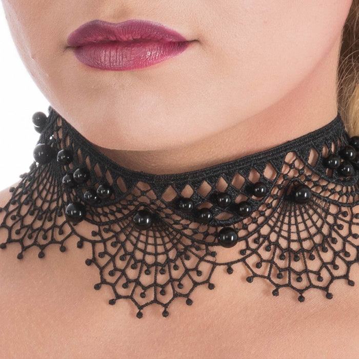 Barock Schmuckset "Black Pearls" | Schwarz - Armband und Halskette