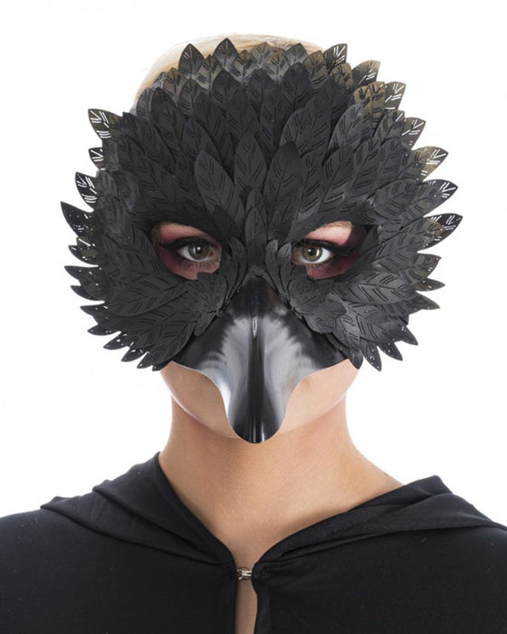 Schwarzer Rabe Halloween Pest Maske | mit Federn