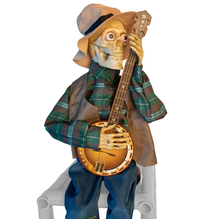 Skelett mit Banjo - Animiert | 98 x 31 x 27 cm