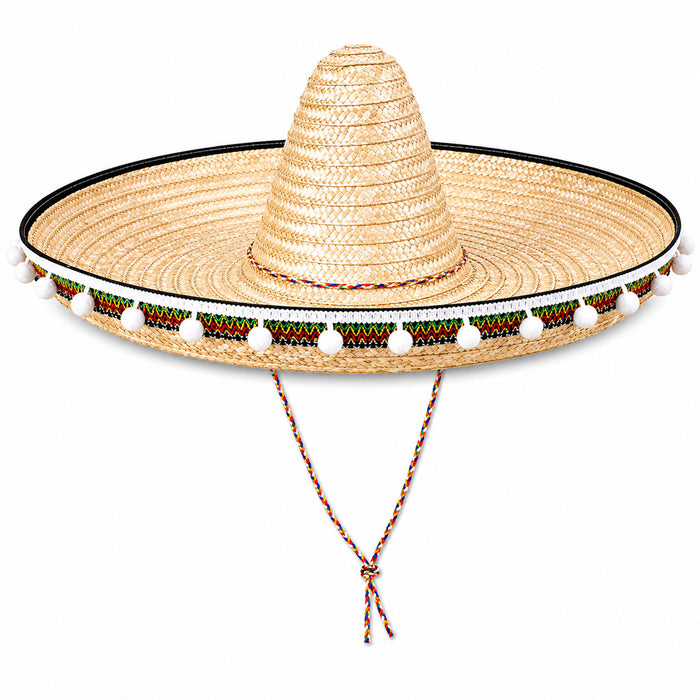 Mexikaner Sombrero mit Troddeln - Ø 60 cm | Natur
