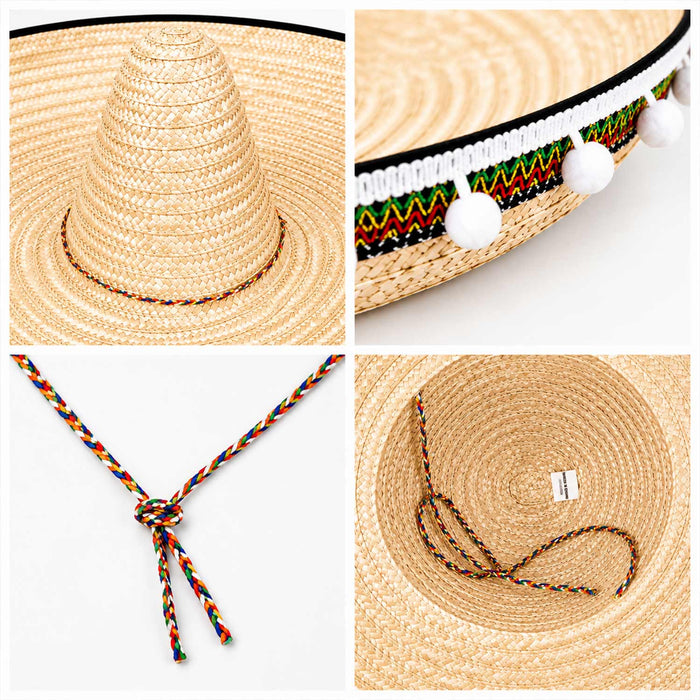 Mexikaner Sombrero mit Troddeln - Ø 60 cm | Natur